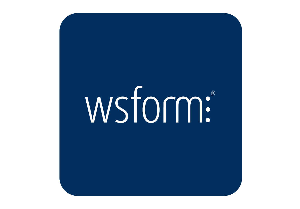 Blue square logo with rounded corners featuring the white text "wsform" in lowercase.