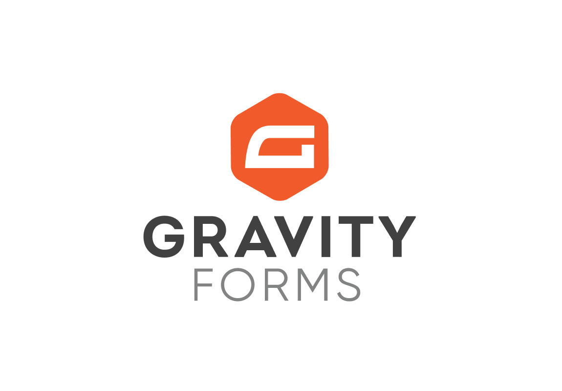 Logo for Gravity Forms. An orange hexagon with a stylized white letter "G" above the text "Gravity Forms."
