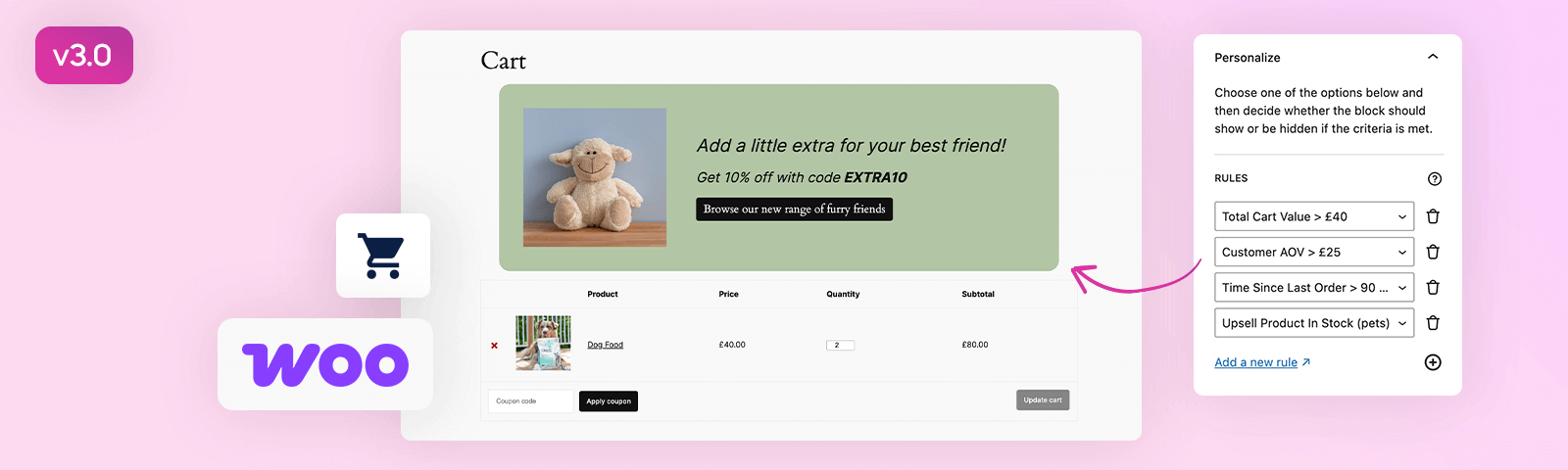 Online shopping cart interface showcasing a product suggestion with an image of a stuffed animal. The sidebar displays available payment methods.